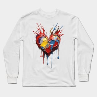 Splashed Paint Heart Long Sleeve T-Shirt